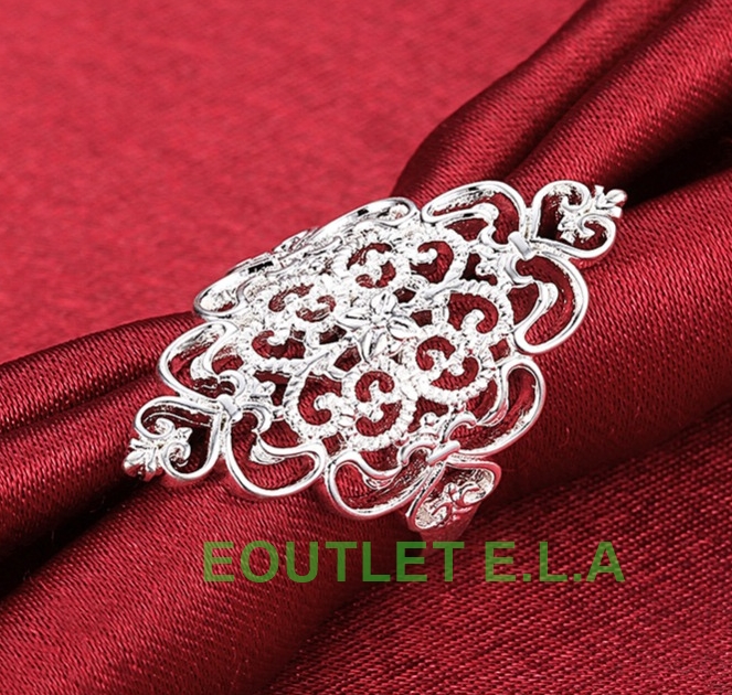 EXQUISITE 38mm WIDE FILIGREE SILVER DRESS RING-size 8